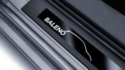 Suzuki Baleno Door Sill Trim Set - Black With Textured Surface & Logo