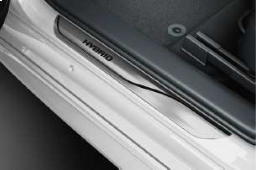 Suzuki Swace Door Sill Trim Set, Aluminium, Black With Hybrid logo