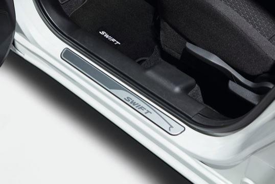 Suzuki Swift Door Sill Trim Set, Anodised Aluminium With Polished SWIFT Logo